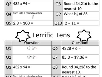 Arithmetic Year 5 starters