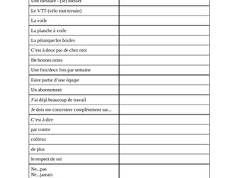 Le sport - Vocab et questions