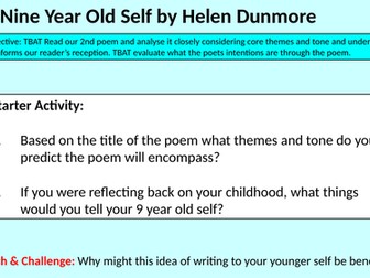 To My Nine Year Old Self Helen Dunmore Lesson