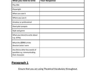 GCSE Drama - Live Theatre Evaluation Scaffold Grid Document.