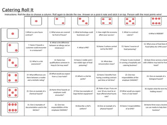 Catering revision dice game