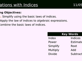 Operations with Indices