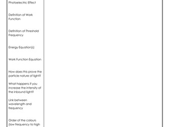 Cornell Notes: Photoelectric Effect