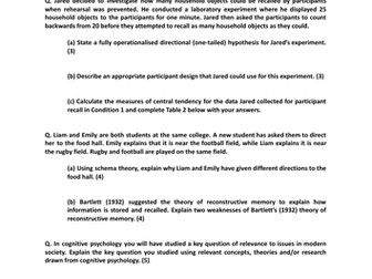 EDEXCEL AS Cognitive Psychology Practice Questions