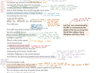 Last Post, Carol Ann Duffy - annotated copy