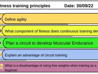 BTEC Sport Tech Award. Component 3 LAA Lesson 3 -Fitness training principles