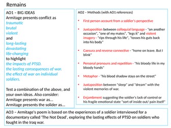 AQA GCSE Power and Conflict war poems revision