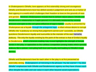 AQA A Level Othello Essay on Love and Loyalty (Nov 21)