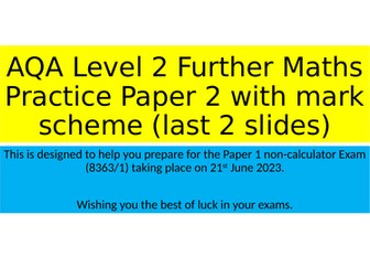 AQA Level 2 Further Maths Practice Paper 2 Summer 2023