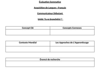 MYP French Summative Assessment - Compréhension Ecrite - Débutant - Tu es branché(e)?