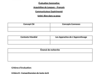 MYP French Summative Assessment - Compréhension Ecrite - Expérimenté - Bien dans sa peau