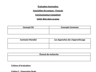 MYP French Summative Assessment - Expression Orale - Compétent - Bien dans ma peau
