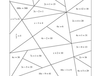One & Two Step Equations: Colour by Number