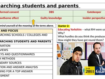 Methods in Context AQA Sociology 6 lesson to prepare students