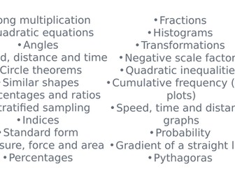 Non Calculator revision