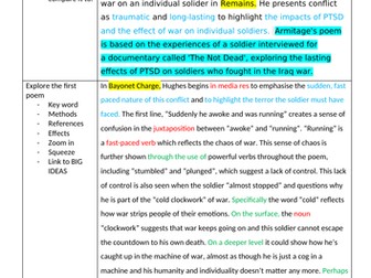 AQA GCSE English Literature - Bayonet Charge and Remains comparison