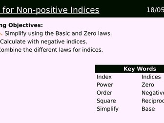 Laws for Non-positive Indices