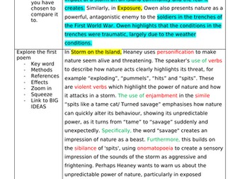 AQA GCSE Literature Power and Conflict Poetry 3 model responses