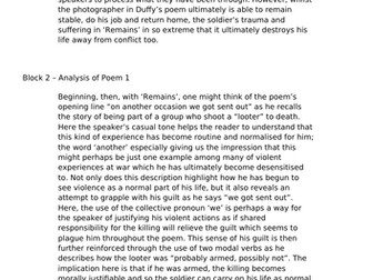 Model Essay - Remains and War Photographer