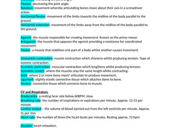 OCR A-level PE paper 1 glossary.