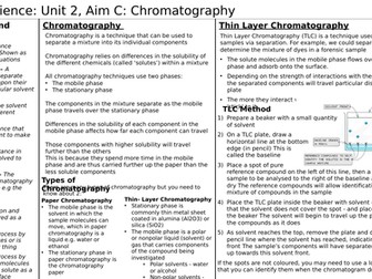 Unit 2 Aim C Chromatography Knowledge Organiser