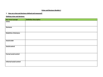 OCR A Level Sociology: Crime and Deviance Revision Booklets