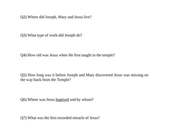 Life of Jesus Research Questions