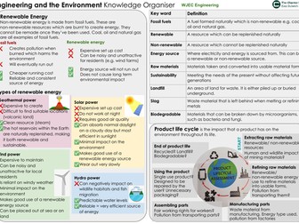 Engineering and the Environment knowlege organiser