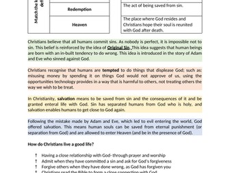 Christian Belief in Salvation Worksheet