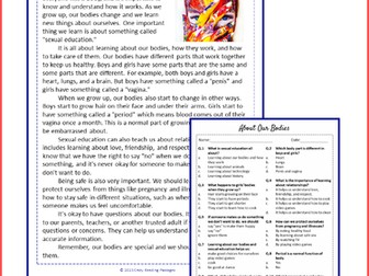 About Our Bodies Reading Comprehension Passage and Questions - PDF