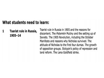 Russia and the Soviet Union 1905-24 IGCSE full revision PP