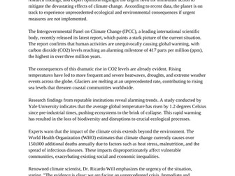 NEWS REPORT ON CLIMATE CRISIS