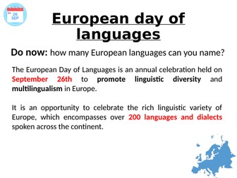 European day of languages bundle of activities