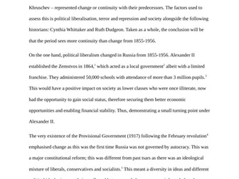 A* History Coursework essay AQA - Russian Revolution