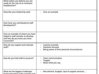 Assistant Headteacher Interview Questions