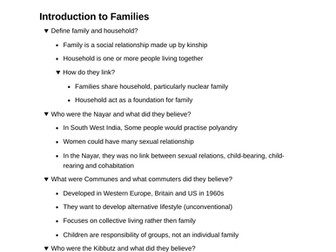 Sociology Families and Households Notes (A Level)