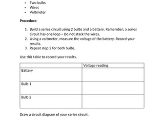 Worksheet: Voltage in Parallel Circuits vs series circuits