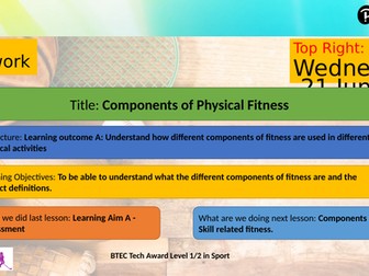 BTEC Sport Tech Award Component 3 - Learning Aim A