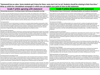 Grade 9 articles about homework