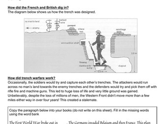 History: WW1 Trench Warfare (Full Lesson & Worksheets)