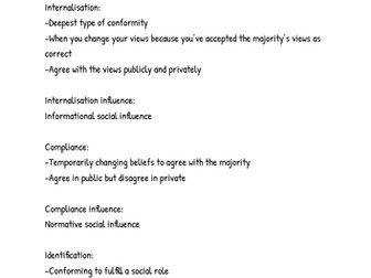 Social influence AQA alevel notes