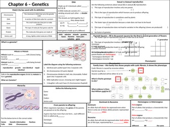 Genetics revision broadsheet AQA GCSE KS4