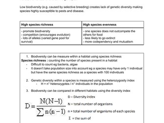 Topic 4- biology A level revision notes