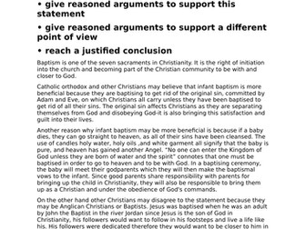 GCSE Religious Studies AQA Christianity 12 marker