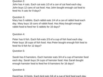Pet food fractions - exam-style questions with answers and explanations