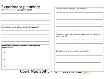 Cows Moo Softly fair test planning