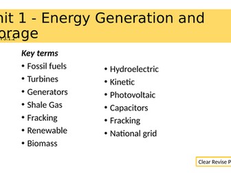 KS4 GCSE Product design Energy generation and storage lesson