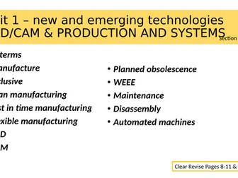 KS4 GCSE AQA product design CAD/CAM , Production methods lesson