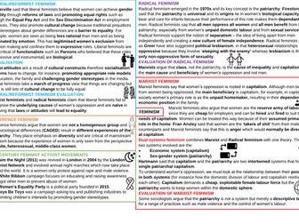 AQA A-Level Sociology Feminism Revision Poster