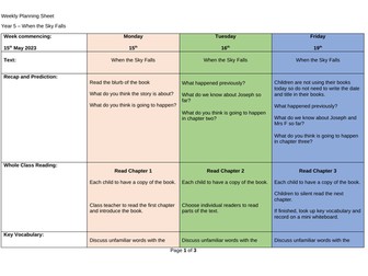 When the Sky Falls - Year 5 - Complete 9 Week Guided Reading Unit of Work